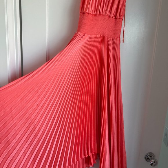 A.L.C. Renzo Asymmetrical Halter Pleated Midi Dress SZ 0 Maillot - Picture 6 of 9